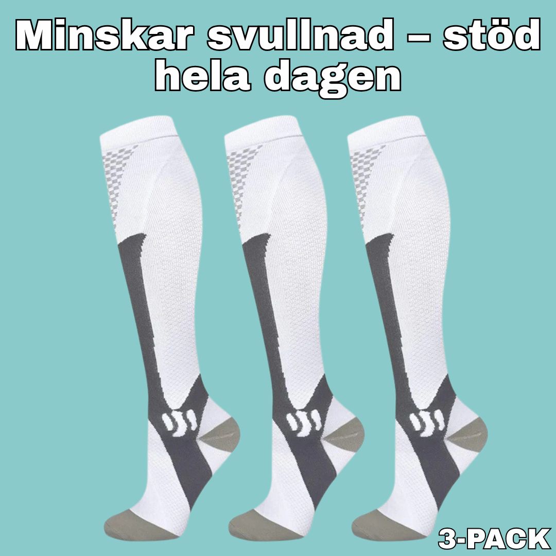 3-pack kompressionstrumpor – Minska svullnad & förbättra blodcirkulationen